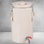 Hőtartó étel- és italszállító tartály, 10 l, 27,5 x 27,5 x 44,5 cm, bézs, csappal, rozsdamentes acél belső, hőszigetelt, szellőzőszelepes, légmentesen záró