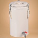 Hőtartó étel- és italszállító tartály, 10 l, 27,5 x 27,5 x 44,5 cm, bézs, csappal, rozsdamentes acél belső, hőszigetelt, szellőzőszelepes, légmentesen záró