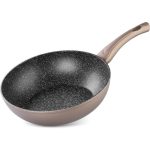 Wok serpenyő, MagicHome Coffee Brown Line, 28 cm, barna, alumíniumötvözet, tapadásmentes, márványbevonat, indukciós