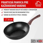 Wok serpenyő, MagicHome Black Marble Line, 28 cm, fekete, márványhatású, tapadásmentes, alumínium, indukciós, mosogatógépben mosható