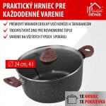 Lábas, MagicHome Black Marble Line, 24 cm, 4 l, fekete, fedővel, tapadásmentes, 3 rétegű márványbevonat, indukciós alj, mosogatógépben mosható