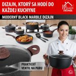 Lábas, MagicHome Black Marble Line, 24 cm, 4 l, fekete, fedővel, tapadásmentes, 3 rétegű márványbevonat, indukciós alj, mosogatógépben mosható