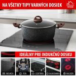 Lábas, MagicHome Black Marble Line, 28 cm, 5,9 l, fekete, fedővel, tapadásmentes, 3 rétegű márványbevonat, indukciós alj, mosogatógépben mosható