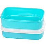 Tárolódoboz szett, MagicHome, türkiz, 2 db, 2000 ml (2 × 1000 ml), 208 × 135 × 124 mm, téglalap alakú, 2 részes, villával/kanállal, műanyag, mosogatógépben mosható, hűtő- és fagyasztóálló