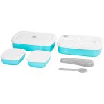 Tárolódoboz szett, MagicHome, türkiz, 2 db, 2000 ml (2 × 1000 ml), 208 × 135 × 124 mm, téglalap alakú, 2 részes, villával/kanállal, műanyag, mosogatógépben mosható, hűtő- és fagyasztóálló