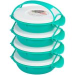 Tárolódoboz szett, MagicHome, türkiz, 4 db, 4000 ml (4 x 1000 ml), 224 x 205 x 295 mm, kerek, műanyag, mosogatógépben mosható, hűtő- és fagyasztóbarát