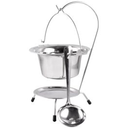   Tálalókészlet, MagicHome, mini bogrács állvánnyal és merőkanállal, 17 cm, 800 ml, rozsdamentes acél