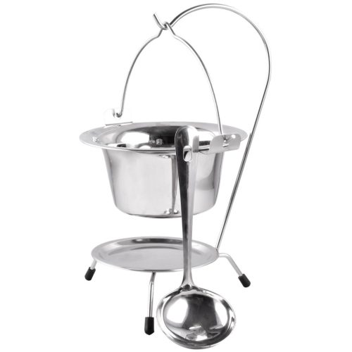 Tálalókészlet, MagicHome, mini bogrács állvánnyal és merőkanállal, 17 cm, 800 ml, rozsdamentes acél
