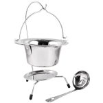 Tálalókészlet, MagicHome, mini bogrács állvánnyal és merőkanállal, 17 cm, 800 ml, rozsdamentes acél