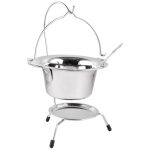 Tálalókészlet, MagicHome, mini bogrács állvánnyal és merőkanállal, 17 cm, 800 ml, rozsdamentes acél