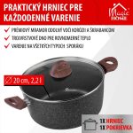 Lábas, MagicHome Black Marble Line, 20 cm, 2,2 l, fekete, fedővel, tapadásmentes, 3 rétegű márványbevonat, indukciós alj, mosogatógépben mosható
