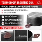 Lábas, MagicHome Black Marble Line, 20 cm, 2,2 l, fekete, fedővel, tapadásmentes, 3 rétegű márványbevonat, indukciós alj, mosogatógépben mosható