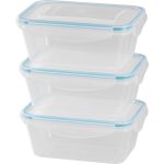 Tárolódoboz szett, MagicHome Lunchbox YH376, átlátszó, 3 db, 1000 ml, 189 x 131 x 77 mm, téglalap alakú, műanyag