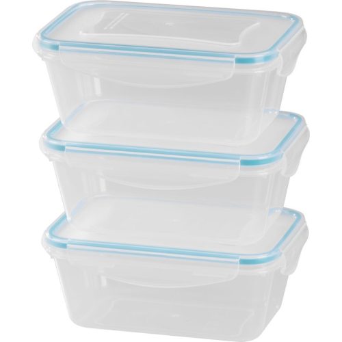 Tárolódoboz szett, MagicHome Lunchbox YH376, átlátszó, 3 db, 1000 ml, 189 x 131 x 77 mm, téglalap alakú, műanyag