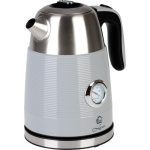 Vízforraló, MagicHome Laria, 1700 ml, ezüst, 1850–2200 W, gyorsforraló, hőmérővel, 360°-os talp, kivehető vízkőszűrő