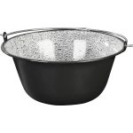 Bogrács, MagicHome, 12 l, 39,8 × 18 cm, fekete-szürke, zománcozott acél, gulyáshoz, nyílt tűzre akasztható, fedő nélkül