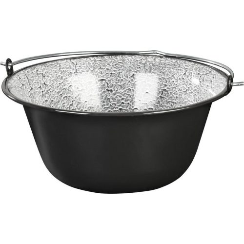 Bogrács, MagicHome, 12 l, 39,8 × 18 cm, fekete-szürke, zománcozott acél, gulyáshoz, nyílt tűzre akasztható, fedő nélkül