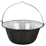 Bogrács, MagicHome, 12 l, 39,8 × 18 cm, fekete-szürke, zománcozott acél, gulyáshoz, nyílt tűzre akasztható, fedő nélkül