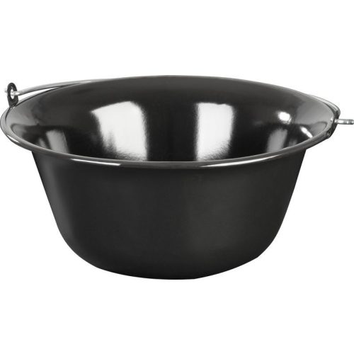 Bogrács, MagicHome, 12 l, 39,8 × 18 cm, fekete, zománcozott acél, gulyáshoz, nyílt tűzre akasztható, fedő nélkül