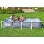 BESTWAY Steel Pro csővázas medence, 366 × 201 × 66 cm, tartozékok nélkül, téglalap alakú, leeresztőszeleppel (561FT)