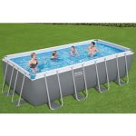 BESTWAY Power Steel csővázas medence szett, 488 x 244 x 122 cm, papírszűrős, létrával, takaróponyvával (56670)