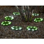Napelemes kerti lámpa, Strend Pro Garden 6155, zöld, kör alakú gyepburkoló lapok, 24 cm, 4 db, 4 x 8 LED, műfűből készült, akkumulátoros