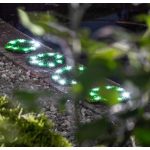 Napelemes kerti lámpa, Strend Pro Garden 6155, zöld, kör alakú gyepburkoló lapok, 24 cm, 4 db, 4 x 8 LED, műfűből készült, akkumulátoros