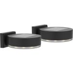 Napelemes fali lámpa, Strend Pro Garden, fekete, 2 db, 14 x 12 x 5,5 cm, SMD LED, melegfehér fény, akkumulátoros, műanyag