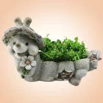 Kerti dekoráció, MagicHome Gecco 4007, csiga, szürke, 46 x 22 x 28 cm, magnézia, egyben virágtartó is