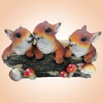 Kerti dekoráció, MagicHome Gecco 5033, mókusok ágon, barna/narancssárga, 31 x 22 x 20 cm, poligyanta