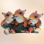 Kerti dekoráció, MagicHome Gecco 5033, mókusok ágon, barna/narancssárga, 31 x 22 x 20 cm, poligyanta