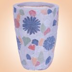 Kerámia virágcserép, MagicHome, szürke, mozaikkal díszített, átmérő: 20,5 cm, magasság: 28 cm, kézzel kirakott minták, kerek