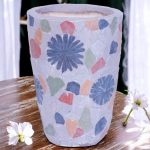 Kerámia virágcserép, MagicHome, szürke, mozaikkal díszített, átmérő: 20,5 cm, magasság: 28 cm, kézzel kirakott minták, kerek