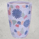 Kerámia virágcserép, MagicHome, szürke, mozaikkal díszített, átmérő: 20,5 cm, magasság: 28 cm, kézzel kirakott minták, kerek