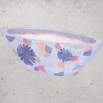 Kerámia virágcserép, MagicHome, szürke, mozaikkal díszített, 40,5 x 19 cm, magasság: 14 cm, kézzel kirakott minták, ovális