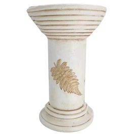   Kerti dekoráció, MagicHome, antik virágcserép állvány, krémszínű, 25,5 x 25,5 x 41 cm, kerámia
