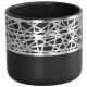 Kerámia virágcserép, MagicHome, fekete, ezüst díszítéssel, átmérő: 16,8 cm, magasság: 14,7 cm, kerek