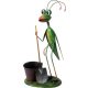 Kerti dekoráció, MagicHome Mecco, imádkozó sáska, zöld, 26 x 15 x 52 cm, fém, egyben virágtartó is