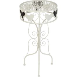   Kerti dekoráció, MagicHome Mecco, virágcserép állvány, fehér, 33 x 33 x 60 cm, fém