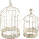Kerti dekoráció, MagicHome Mecco, madárkalitka készlet, fehér, 23 x 23 x 41 cm és 18 x 18 x 34 cm, 2 db, fém, felakasztható