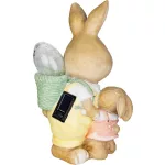 Kerti dekoráció, MagicHome, nyuszi fiókával és tojással, bézs, 17,8 x 25,5 x 39 cm, kerámia