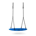 Fészekhinta, Neo-Sport Swingo, fekete/kék, átmérő: 115 cm, vízálló, állítható kötélmagasság: 137-179 cm, acél váz, párnázott, Oxford 600D poliészter, teherbírás: 150 kg, kerek