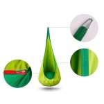 Gyerek függőfotel, Neo-Sport Kokon, zöld, átmérő: 55 cm, magasság: 140 cm, akasztóval, párnával, mosható, teherbírás: 80 kg