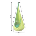 Gyerek függőfotel, Neo-Sport Kokon, zöld, átmérő: 55 cm, magasság: 140 cm, akasztóval, párnával, mosható, teherbírás: 80 kg