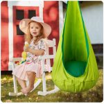 Gyerek függőfotel, Neo-Sport Kokon, zöld, átmérő: 55 cm, magasság: 140 cm, akasztóval, párnával, mosható, teherbírás: 80 kg