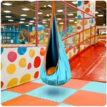 Gyerek függőfotel, Neo-Sport Kokon, türkiz, átmérő: 55 cm, magasság: 140 cm, akasztóval, párnával, mosható, teherbírás: 80 kg