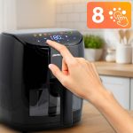 Air Fryer forrólevegős sütő, Berdsen BD-658, 4 l, fekete, olaj nélküli sütés, érintőkijelzős, 8 programos, ablakos kosár, LED világítás, 1500 W
