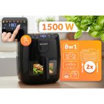 Air Fryer forrólevegős sütő, Berdsen BD-658, 4 l, fekete, olaj nélküli sütés, érintőkijelzős, 8 programos, ablakos kosár, LED világítás, 1500 W