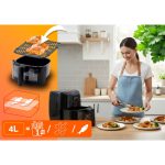 Air Fryer forrólevegős sütő, Berdsen BD-658, 4 l, fekete, olaj nélküli sütés, érintőkijelzős, 8 programos, ablakos kosár, LED világítás, 1500 W