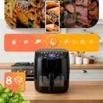 Air Fryer forrólevegős sütő, Berdsen BD-658, 4 l, fekete, olaj nélküli sütés, érintőkijelzős, 8 programos, ablakos kosár, LED világítás, 1500 W